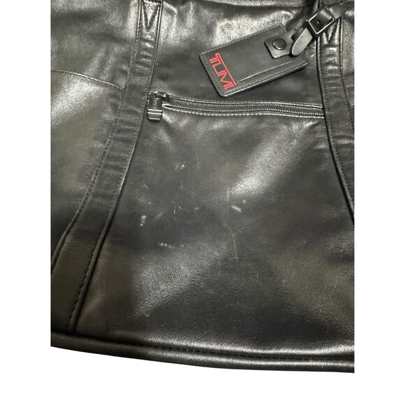 Tumi Weekender Bag Black Leather Tote Travel 18x17x8 - Picture 3 of 16